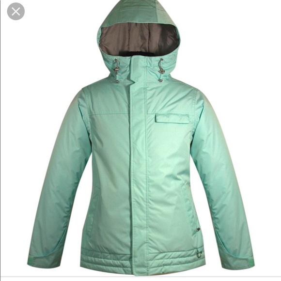 mint green ski jacket